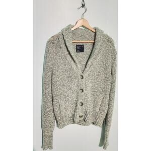 American Eagle Vintage Womens Lapel Gray Sweater Size XL Cabincore Preppy School